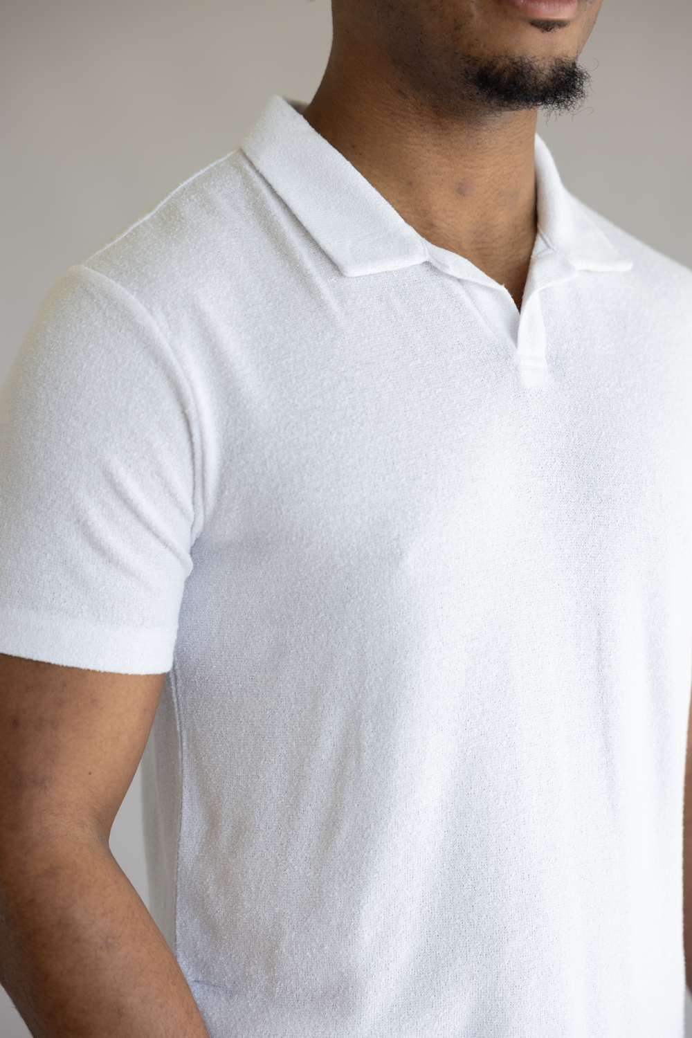 Vintage Summer Boucle Jersey Polo for Men in White