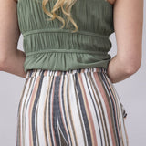 Tie Waist Striped Shorts for Women in Multi