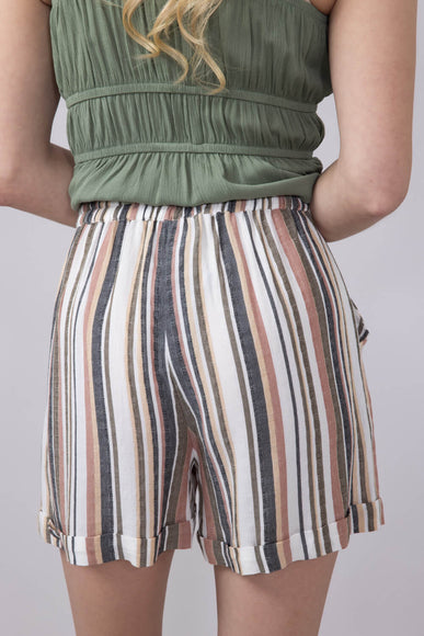 Tie Waist Striped Shorts for Women in Multi