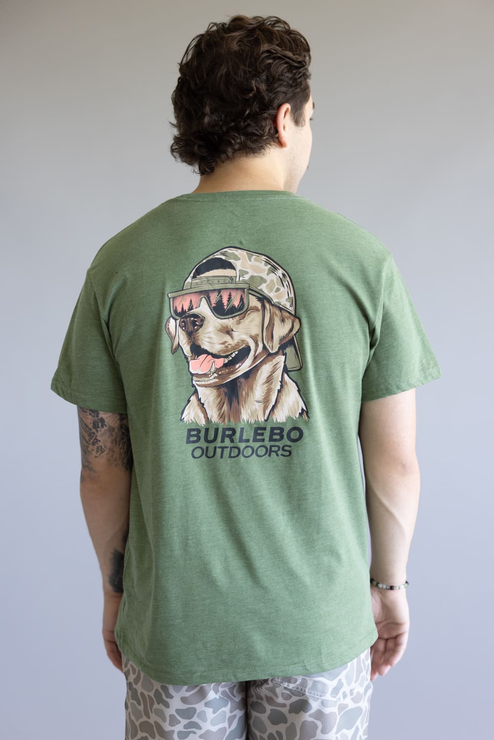 Burlebo Mallard Camo Dog T-Shirt for Men in Heather Olive