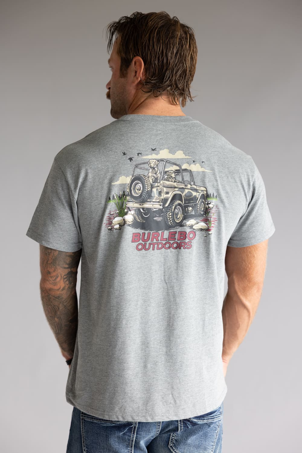 Burlebo Off Road Bronco T-Shirt for Men in Dark Heather Grey 