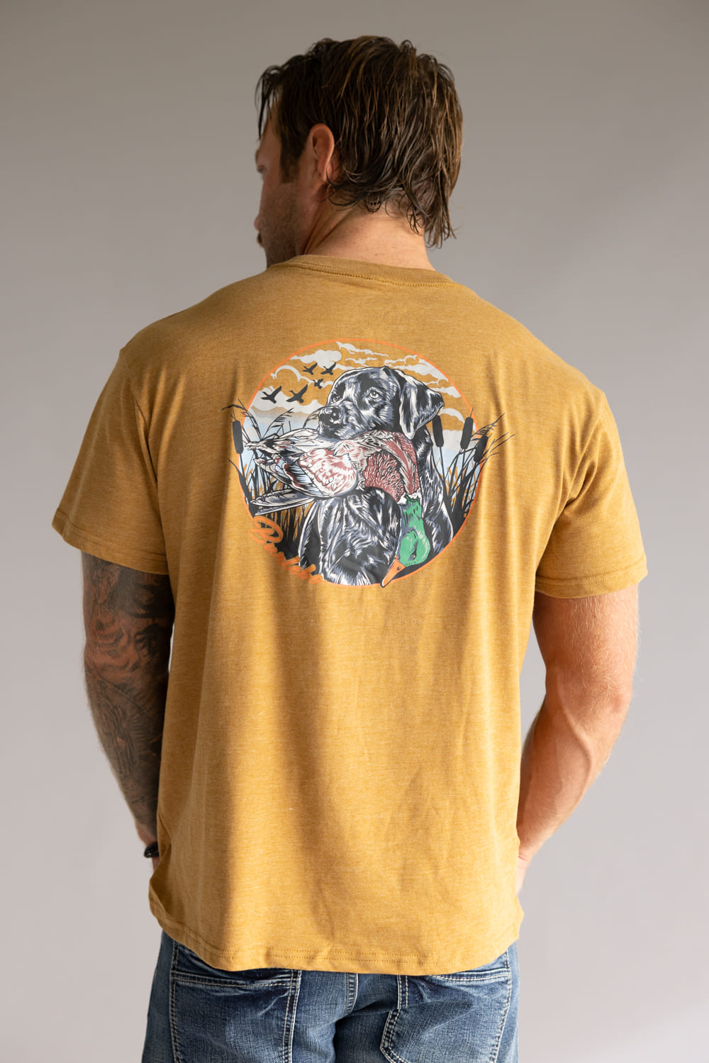 Burlebo Duck and Dog T-Shirt for Men in Light Brown 