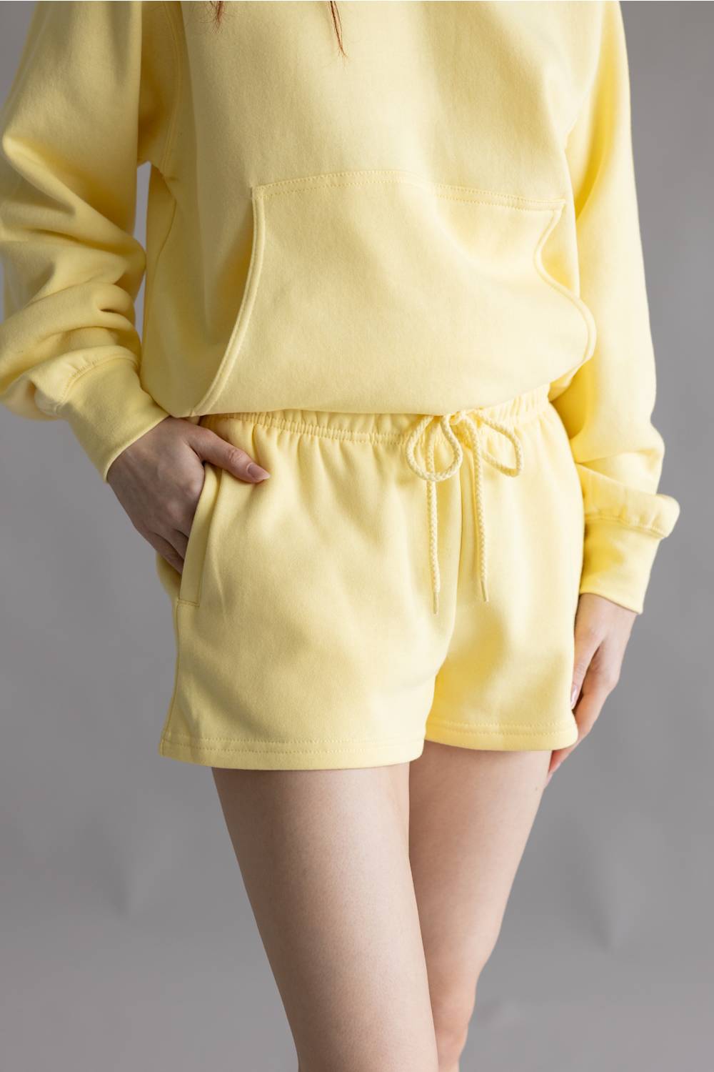Basic Fleece Shorts for Women in Light Yellow
