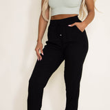 Rayon Drawstring Joggers for Women in Black