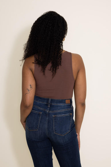 Basic Slim High Neck Stretch Basic Tank Top for Women in Brown