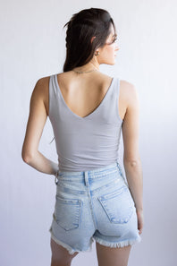 Seamless Double Layer Knit Tank Top for Women in Earth Grey 