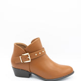 Berness Kashvi Buckle Booties for Women in Caramel Brown