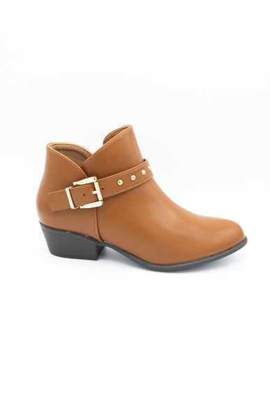 Berness Kashvi Buckle Booties for Women in Caramel Brown