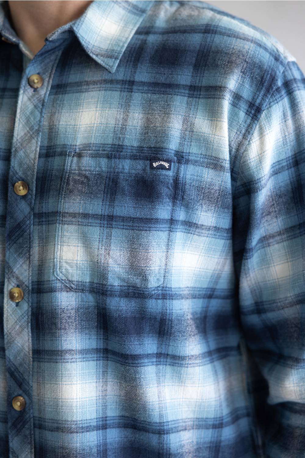 Billabong Coastline Flannel Button Up Shirt for Men in China Blue