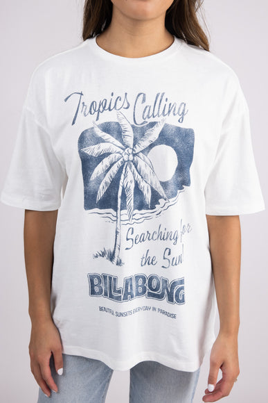 Billabong This Sun Time Oversized Graphic T-Shirt for Women in Salt Crystal