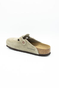 Birkenstock Boston Soft Footbed Suede Leather Clogs for Women in Taupe
