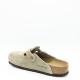 Birkenstock Boston Soft Footbed Suede Leather Clogs for Women in Taupe