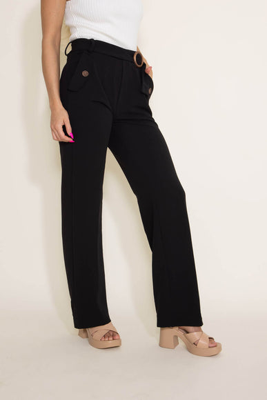 Boom Boom Jeans Belted Trouser Pants for Women in Black