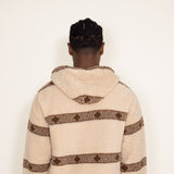 Brooklyn Cloth Arrow Stripe 1/4 Zip Sherpa Hoodie for Men in Brown