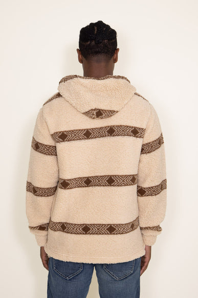 Brooklyn Cloth Arrow Stripe 1/4 Zip Sherpa Hoodie for Men in Brown