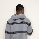 Brooklyn Cloth Arrow Stripe 1/4 Zip Sherpa Hoodie for Men in Grey