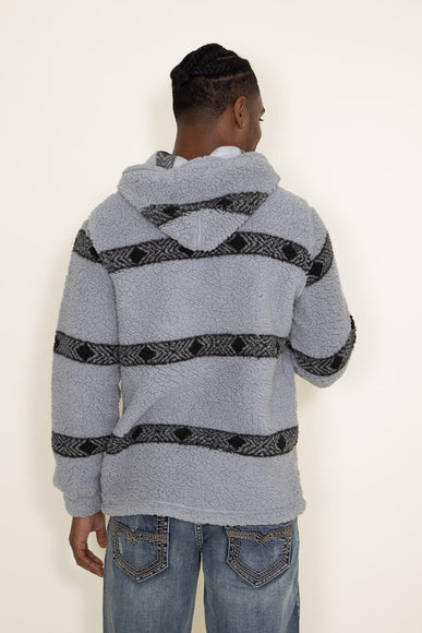 Brooklyn Cloth Arrow Stripe 1/4 Zip Sherpa Hoodie for Men in Grey