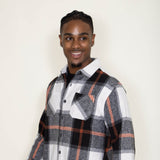 Brooklyn Cloth Heavy Flannel Shacket for Men in Black Cream