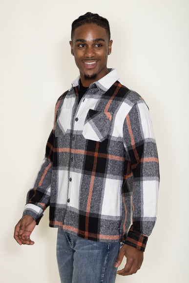 Brooklyn Cloth Heavy Flannel Shacket for Men in Black Cream