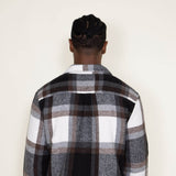 Brooklyn Cloth Sherpa Lined Flannel Shacket for Men in Black/Brown