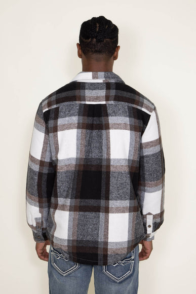 Brooklyn Cloth Sherpa Lined Flannel Shacket for Men in Black/Brown