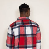 Brooklyn Cloth Sherpa Lined Flannel Shacket for Men in Red