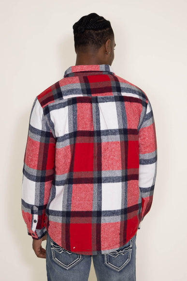 Brooklyn Cloth Sherpa Lined Flannel Shacket for Men in Red