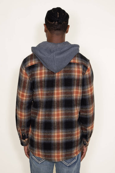 Brooklyn Cloth Zip Front Flannel Hooded Shirt Jacket for Men in Brown/Grey
