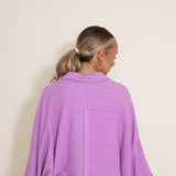 Bucketlist French Terry Fleece Button Up Sweater for Women in Purple