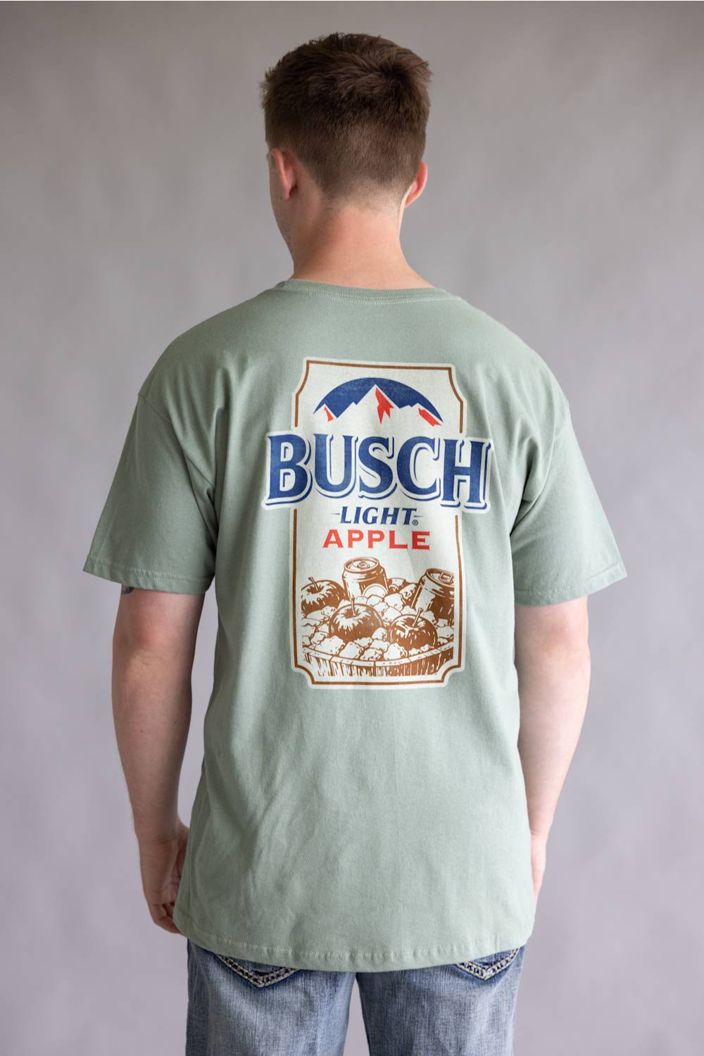 Busch Light Apple Frame T-Shirt for Men in Sage