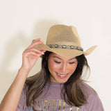C.C. Rhinestone Band Cowgirl Hat for Women in Brown