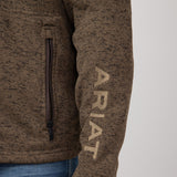Ariat Caldwell ¼ Zip Logo Sweater for Men in Dark Brown Heather