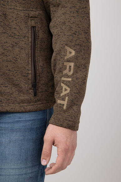 Ariat Caldwell ¼ Zip Logo Sweater for Men in Dark Brown Heather