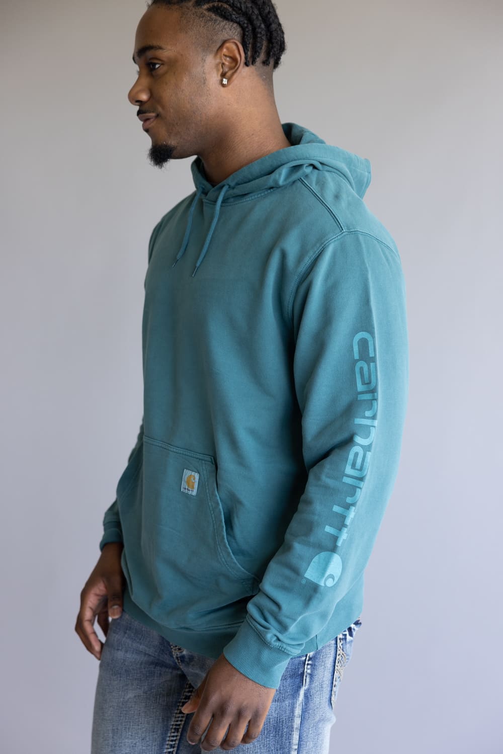 Carhartt Legacy Relaxed Fit Mineral Wash Sweatshirt for Men in Greenstone Blue