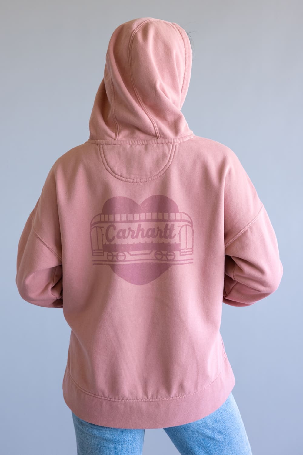 Carhartt Oversized Midweight Heart Graphic Hoodie for Women in Rose Tint