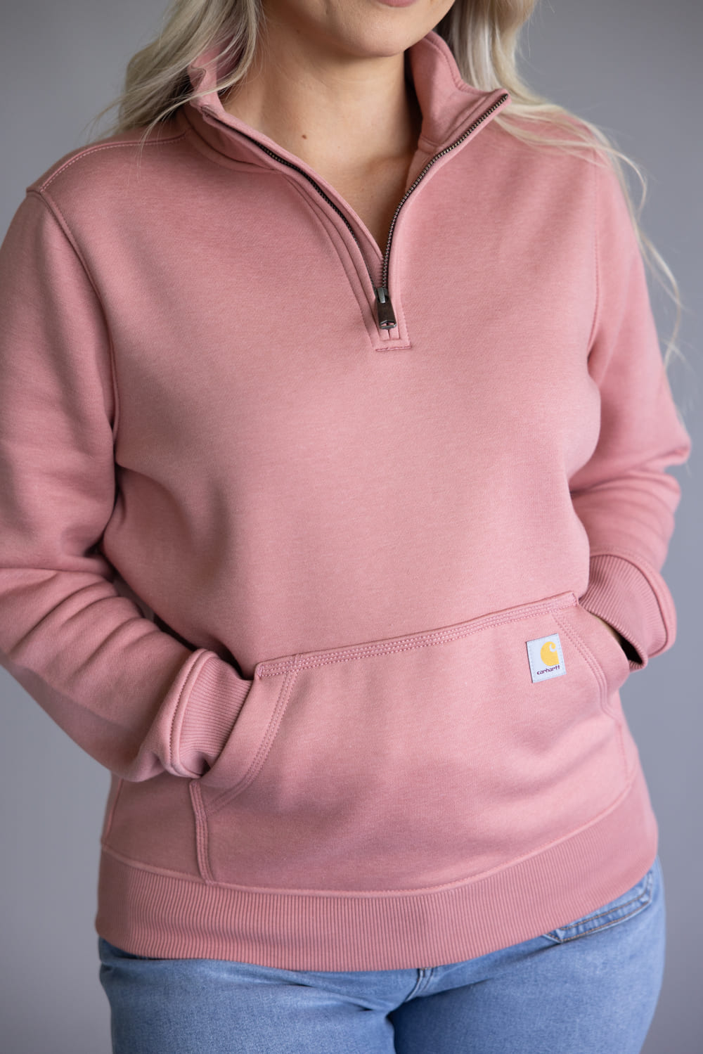 Ｑ Carhartt Relaxed Fit Quarter Zip Mock Neck Sweatshirt for Women in