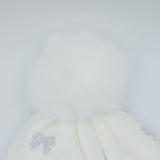 C.C. Bow Rhinestone Pom Beanie for Women in White