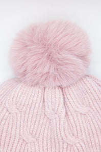 C.C. Knitted Pom Beanie for Women in Rose