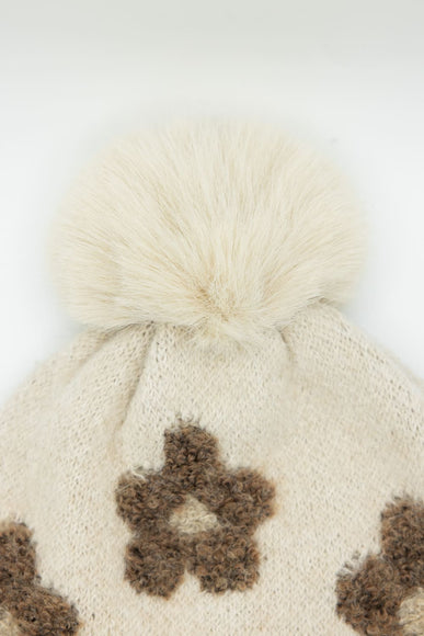 C.C. Daisy Pom Beanie for Women in Heather Beige