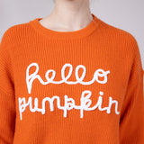 Hello Pumpkin Letter Sweater for Women in Burnt Orange