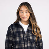 C&C California Marina Jacquard Plaid Button Up Shirt for Women in Navy