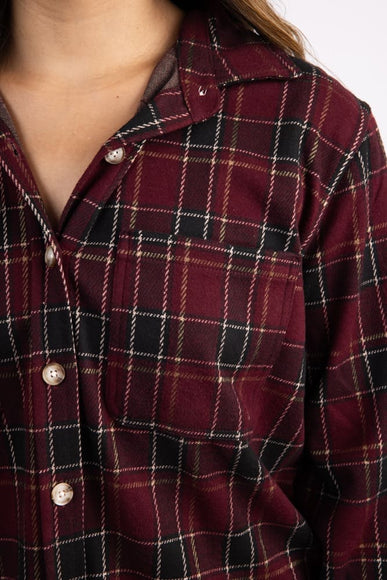 C&C California Marina Jacquard Plaid Button Up Shirt for Women in Red