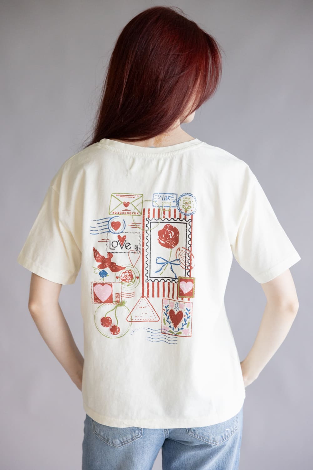 C&C California Toni Love Letters Boxy Crew Tee for Women in Antique White