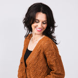 Cable Knit Button Front Cardigan for Women in Cinnamon Stick