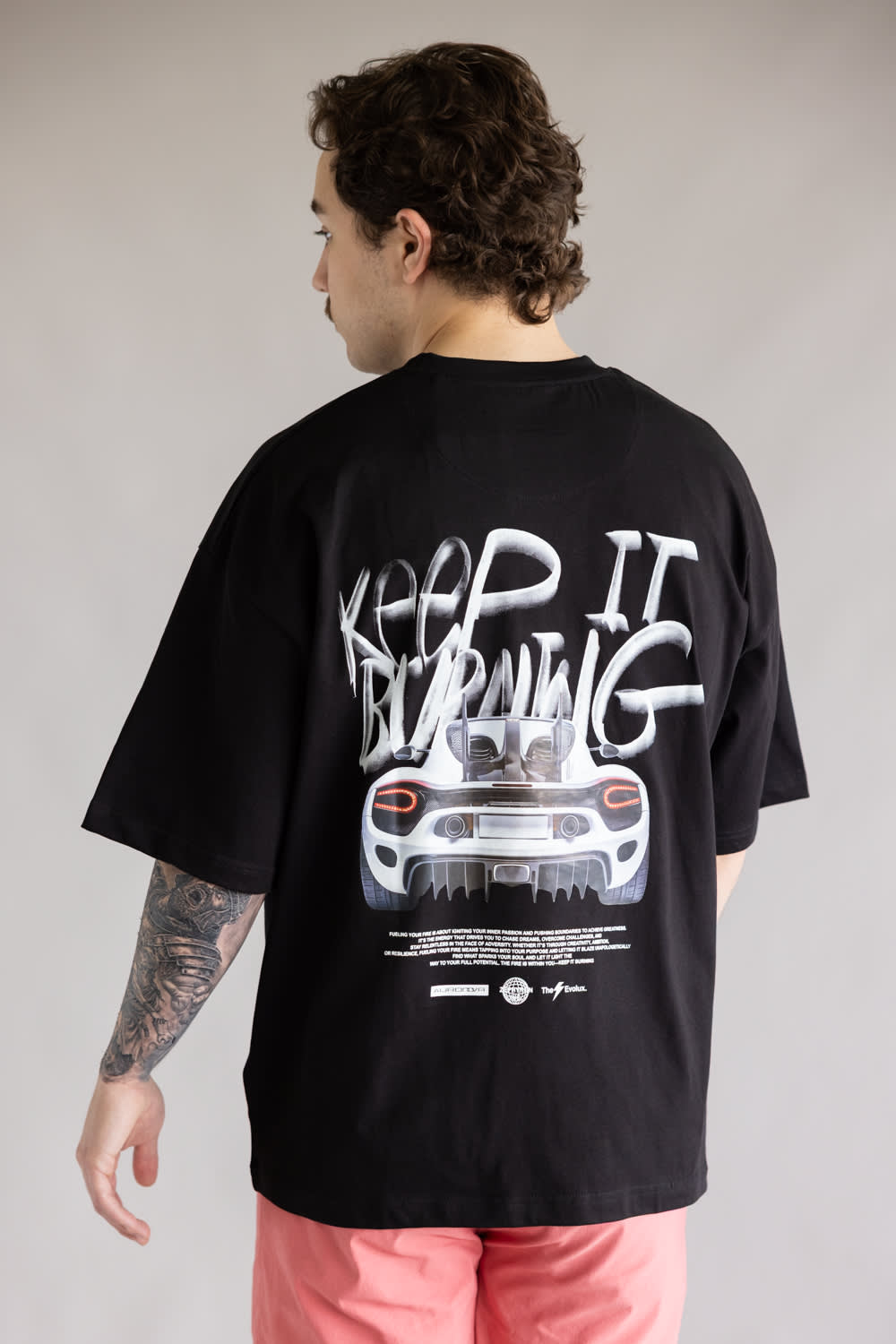 Car Graphic T-Shirt for Men in Black
