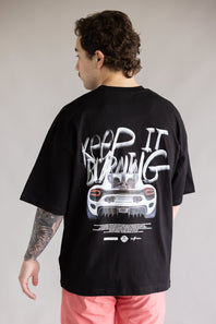 Car Graphic T-Shirt for Men in Black