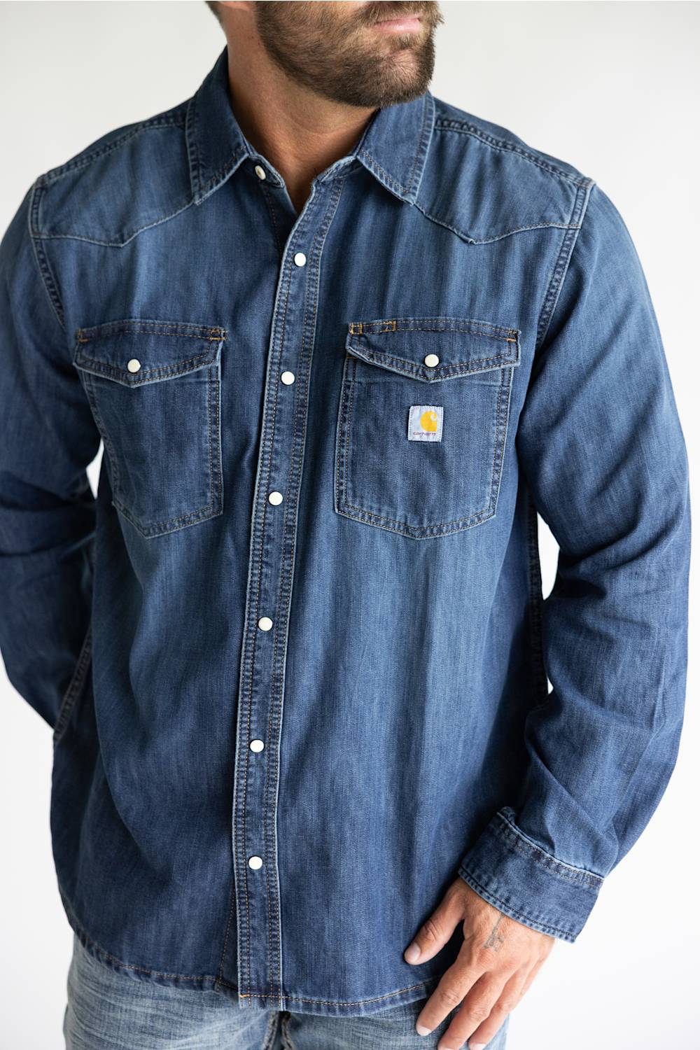 Carhartt Denim Relaxed Long Sleeve Shirt for Men in Wyatt