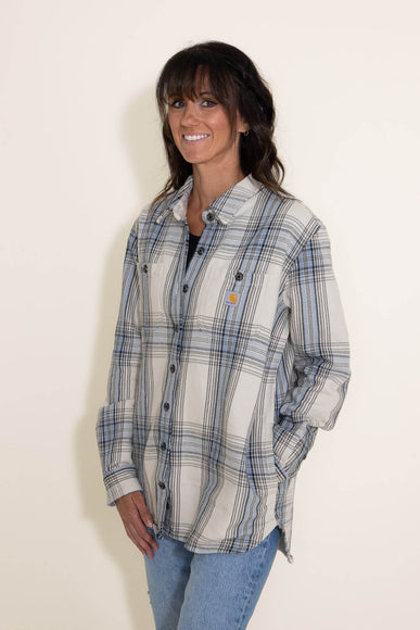 Carhartt Heavyweight Twill Shirt Jacket for Women in White/Blue