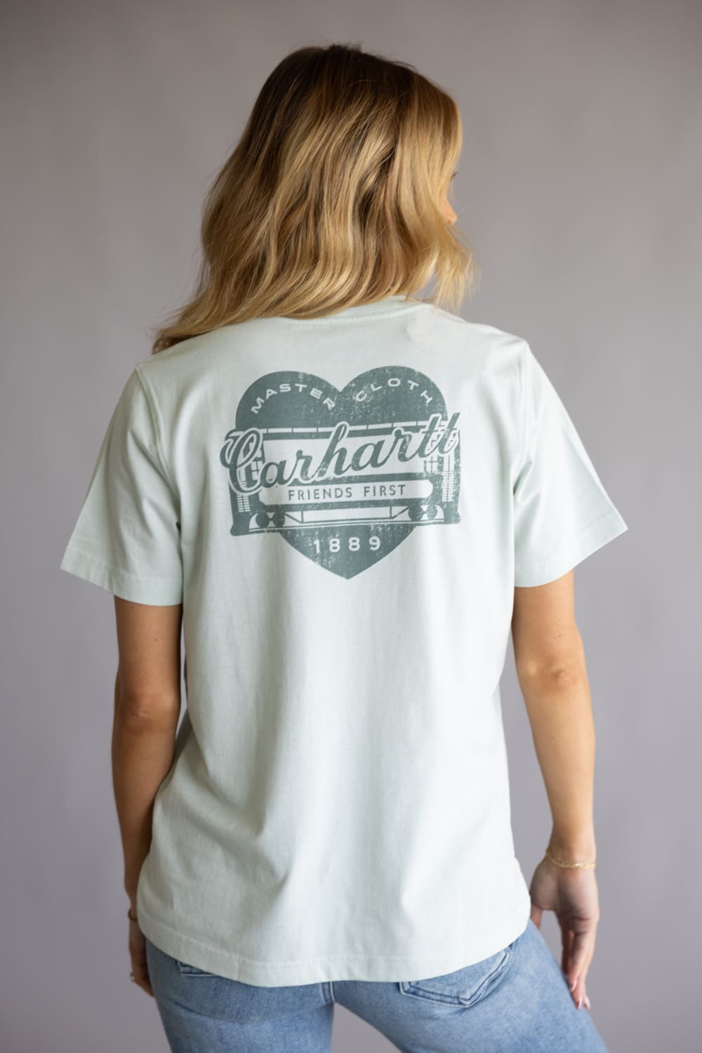 Carhartt Irvine Relaxed Heritage Heart T-Shirt for Women in Smoked Teal