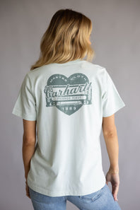 Carhartt Irvine Relaxed Heritage Heart T-Shirt for Women in Smoked Teal
